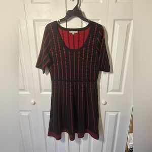 danny and Nicole Black & Red Knit Fit-and-Flare Dress